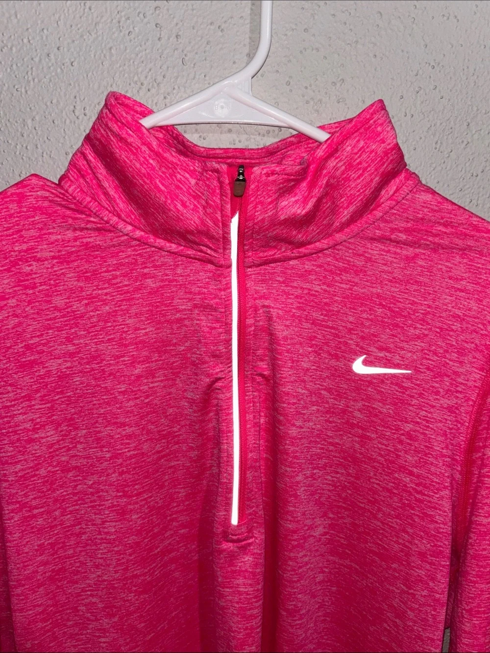 Nike Women's Hot Pink Dri-FIT Half-Zip Pullover (size medium)
